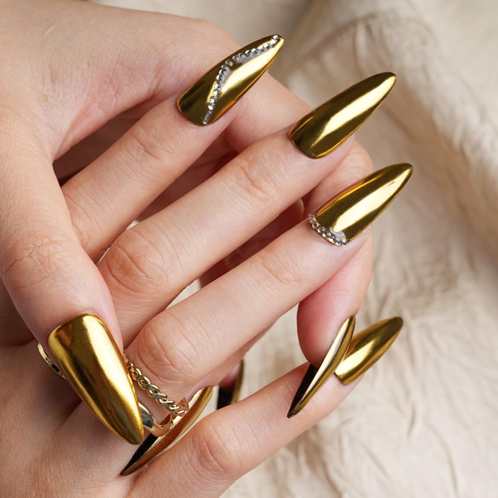 Gold Chrome Nail Powder, Gold Chrome Powder for Nails Mirror Nail Chrome Powd…