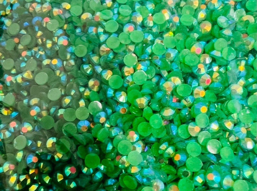 Green Rainbow Round Flat Back Resin 3mm Jewelry Crafting Nail Gems
