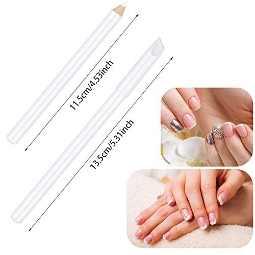 3 Pack Nail Whitening Pencil 2-In-1 French Manicure Pen with Cuticle Pusher Cap