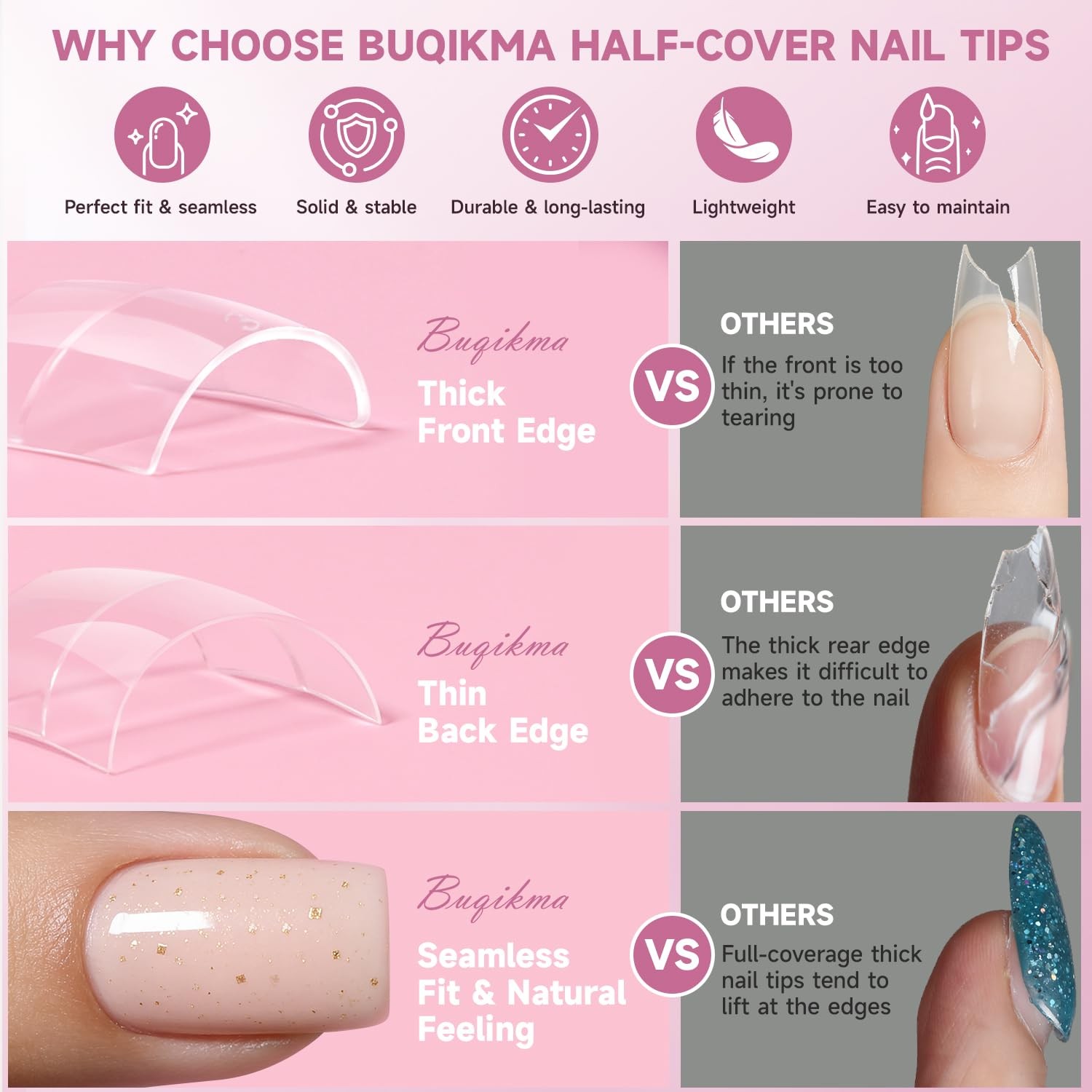 500PCS Short Nail Tips for Acrylic Nails – Clear False Short Artificial Tips …