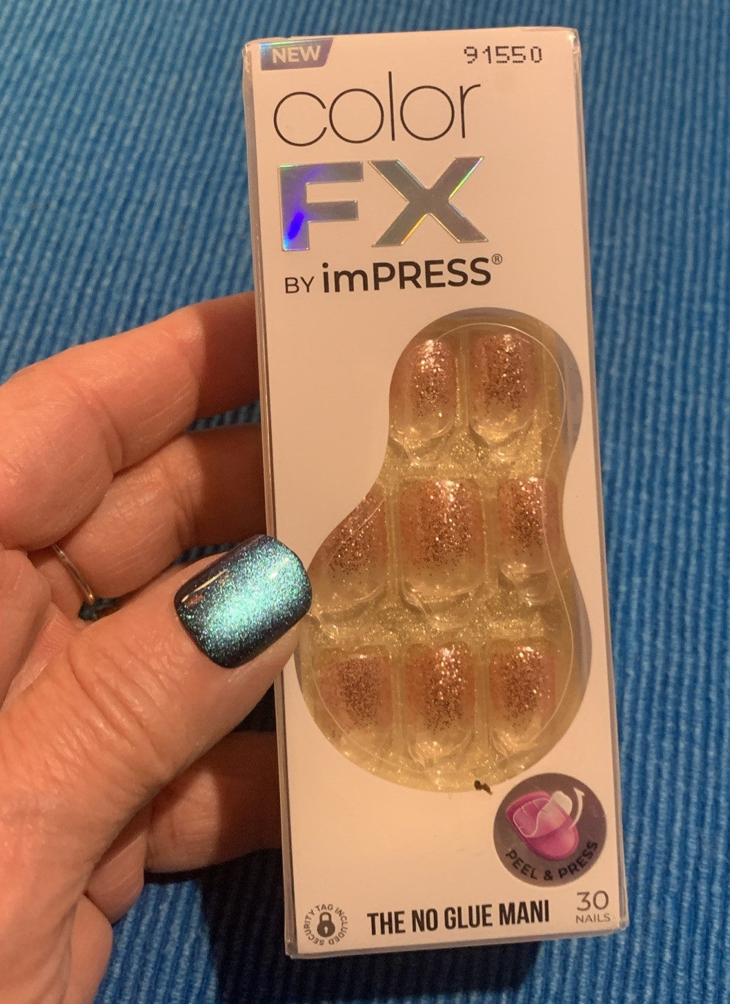 Color Fx Nails By imPRESS Copper Glitter Square Short No Glue Mani Dimension