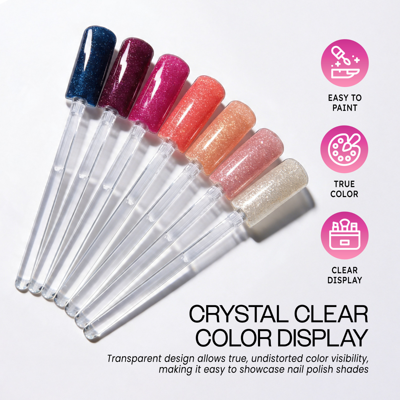100pcs Beauticom Refill Clear Plastic Extra Nail Art Color Display Tip Sticks