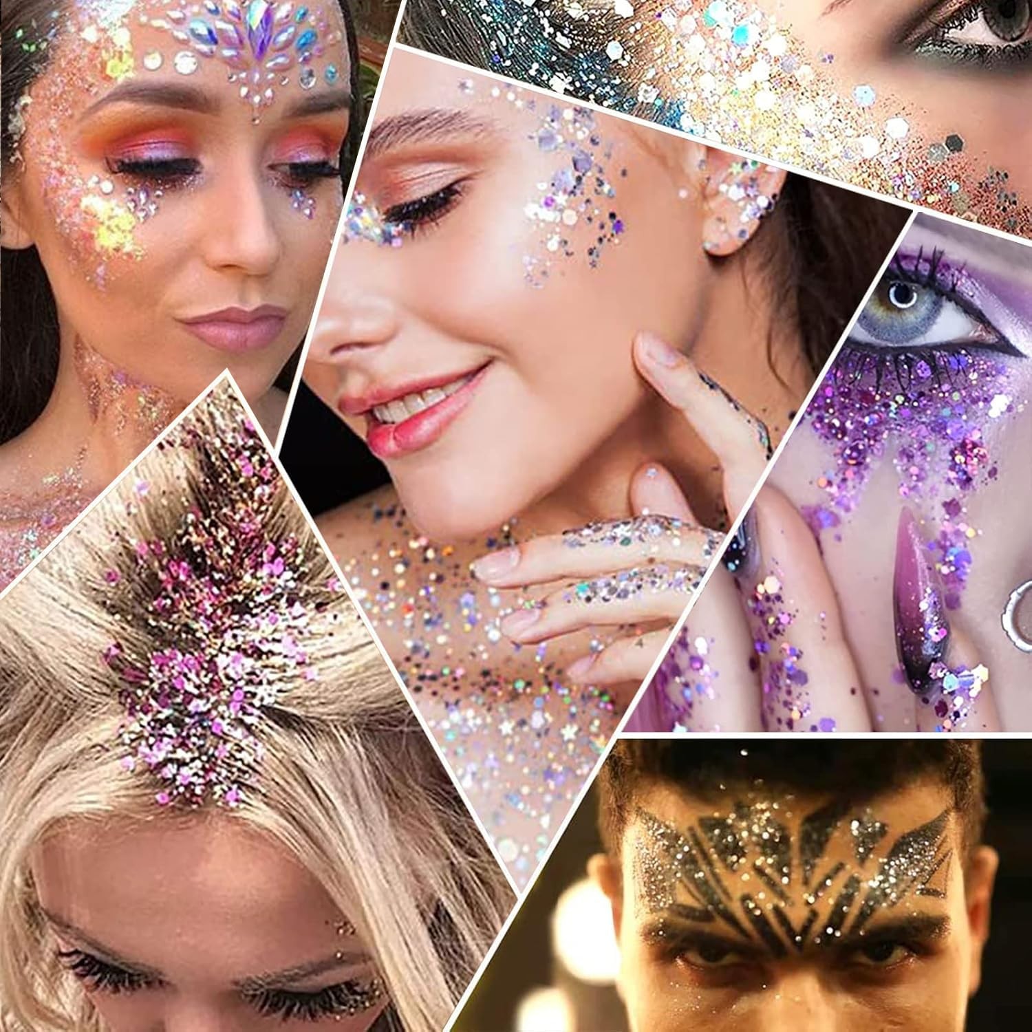 12 Vibrant Shades Face & Body Glitter Gel Set – Long Lasting Cosmetic Glitter…