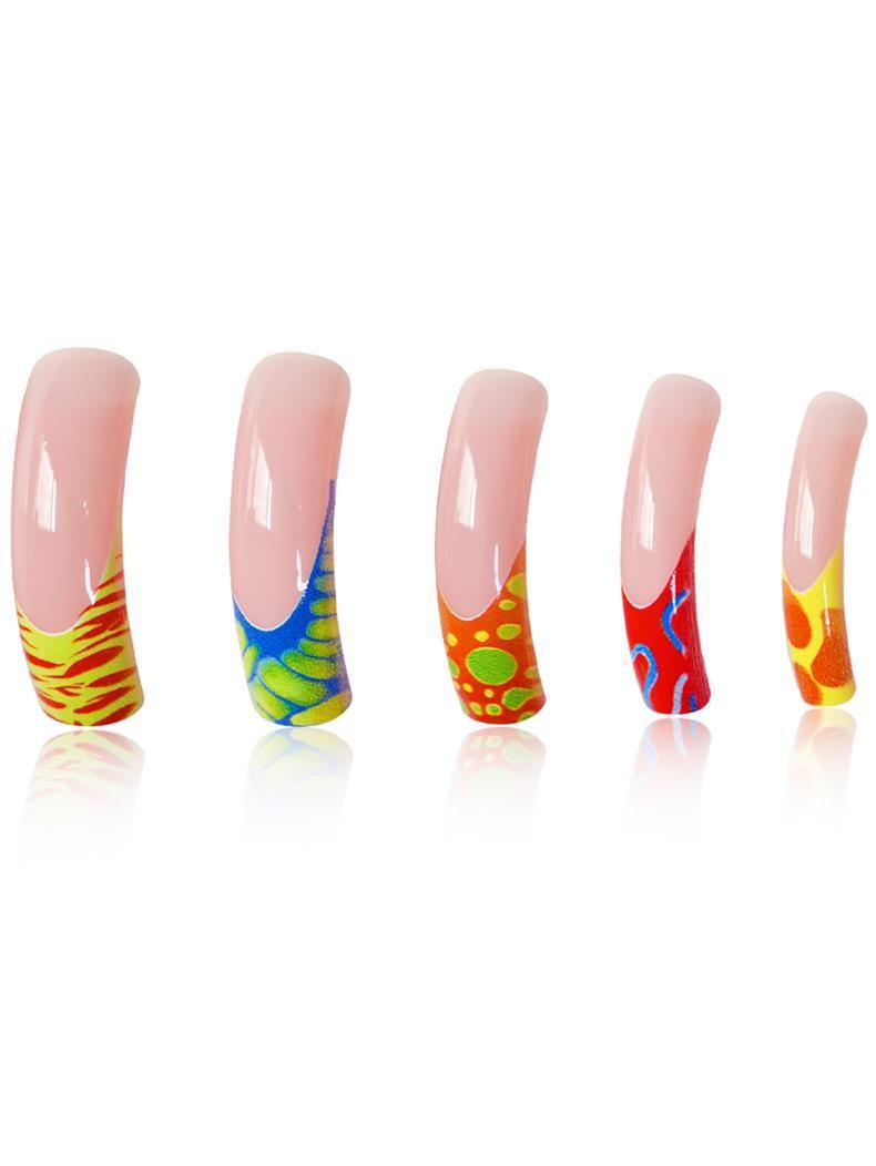 Y2K Pink Green Blue Yellow Fluid Lines Press On Nails Wholesale