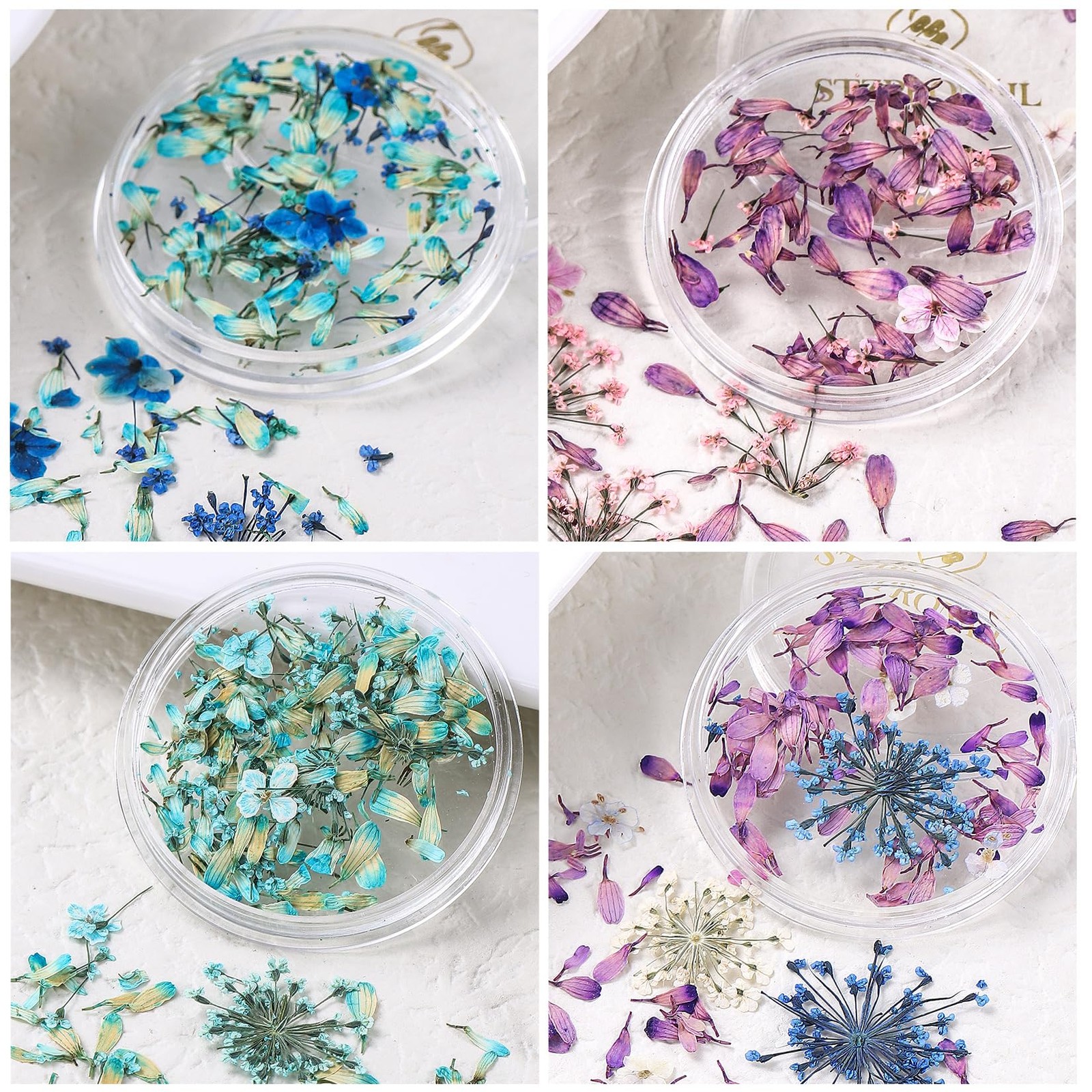 3D Dried Flowers Nail Decoration 9 Boxes 9 Colors Real Pressed Floral Leaves …