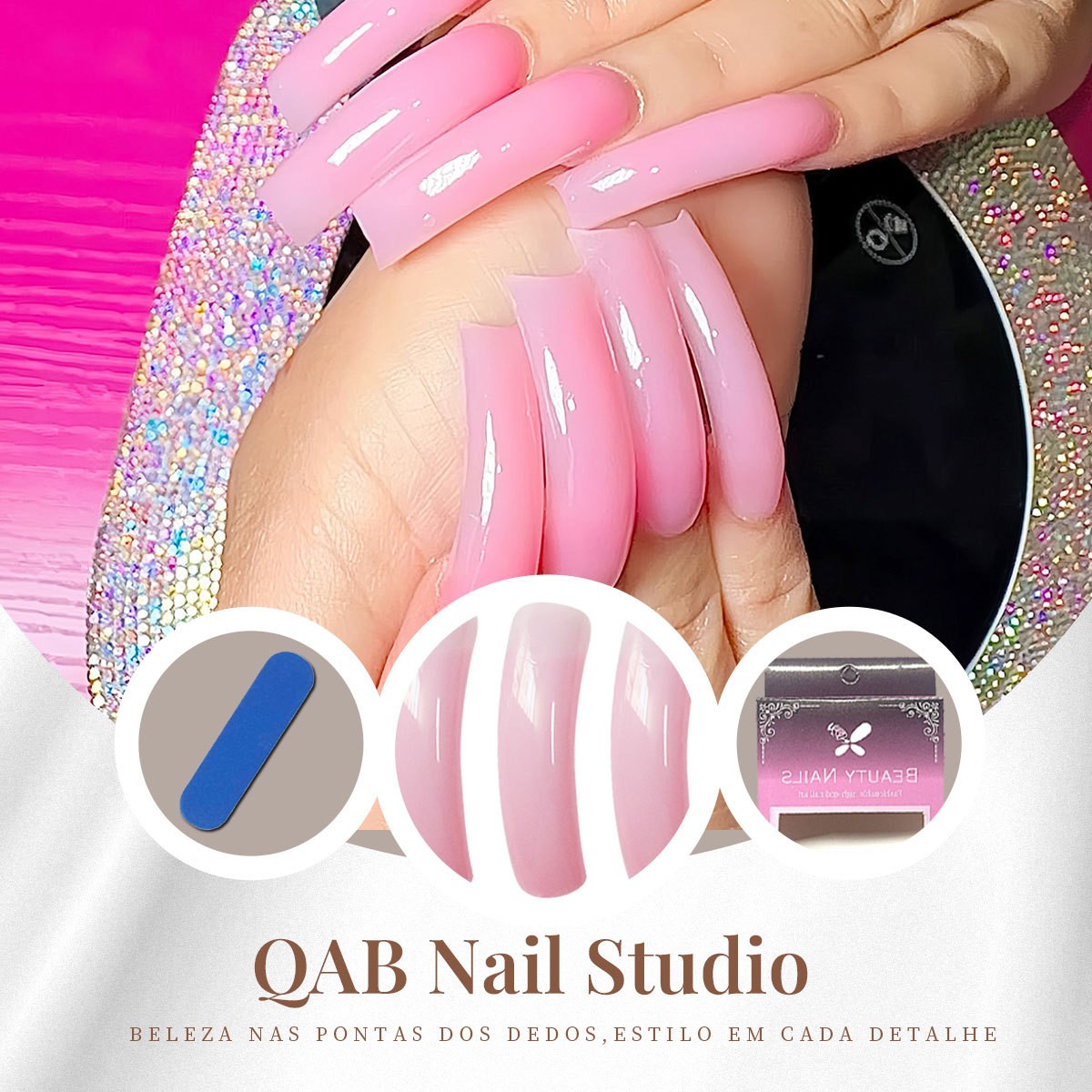Pink Purple Gradient Long Press On Nails Ins Style Wholesale