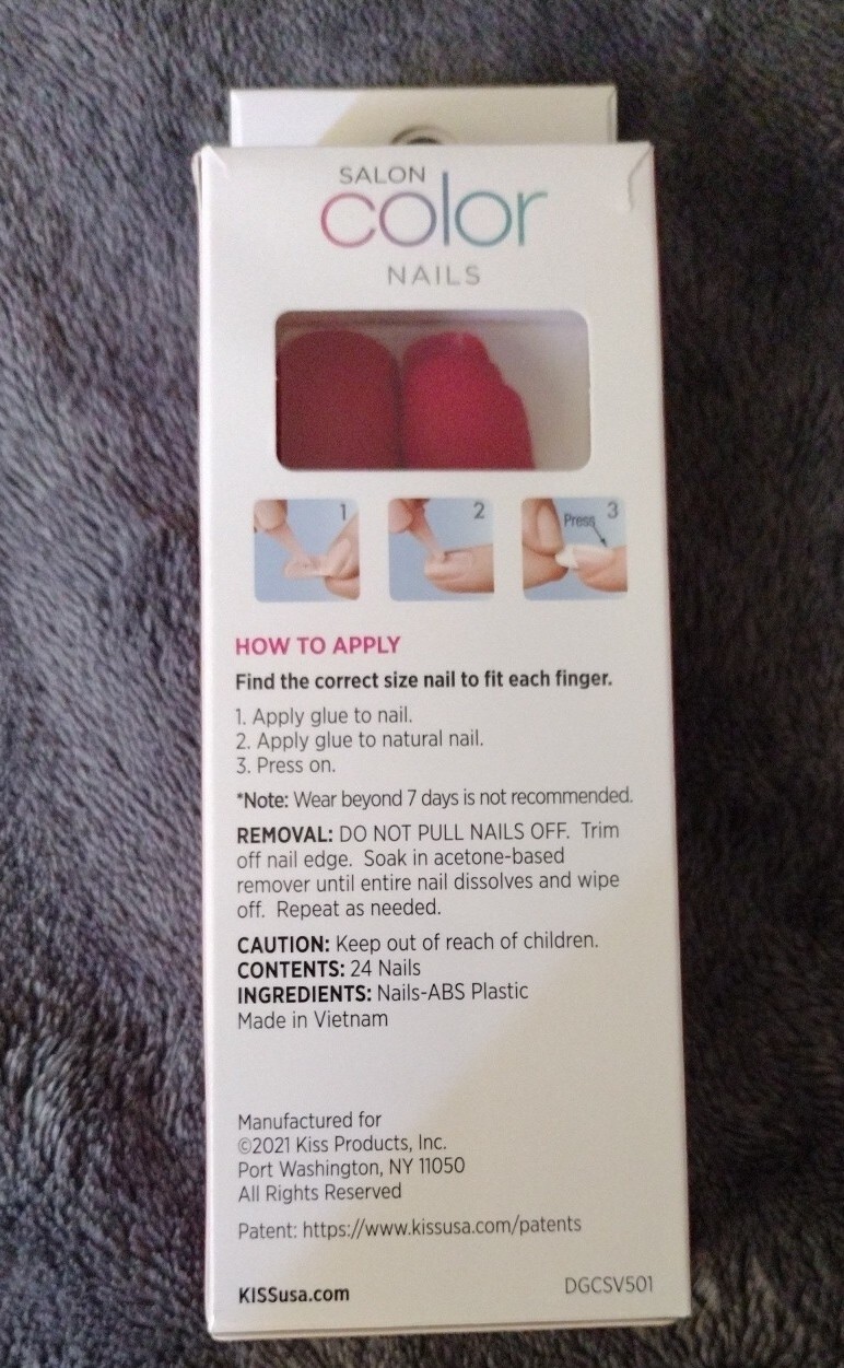 KISS NAILS Glue On Short – Matte Deep Red