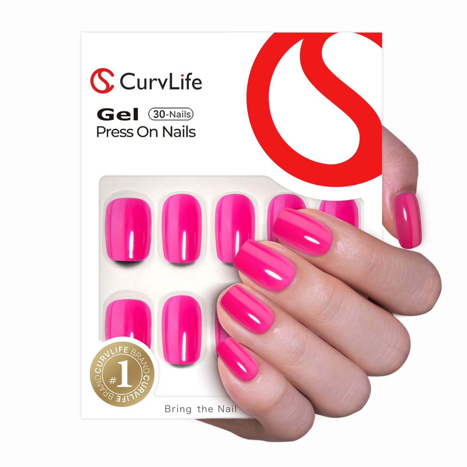 Press on Nails Short Square Acrylic Fake Nails with Apricot Design Full Cover…
