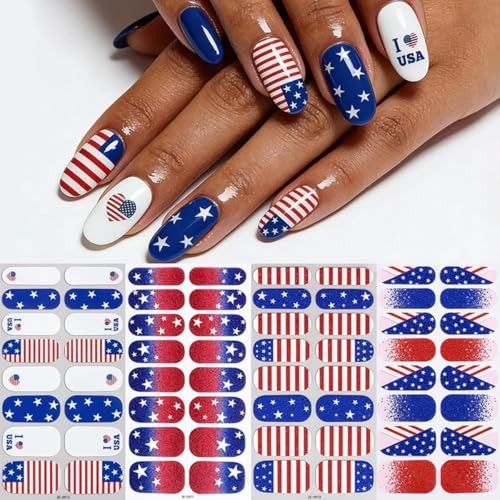 4th of July Full Nail Wraps Gel Nail Stickers Independence Day Nail Full style9