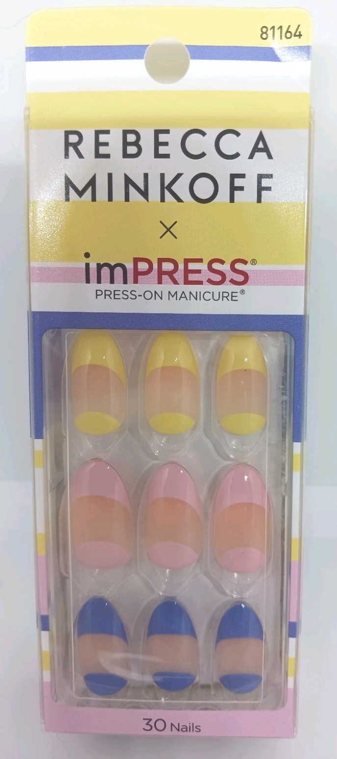 Kiss impress gel nail SET No Glue Mani medium length new 1-30 le french pop