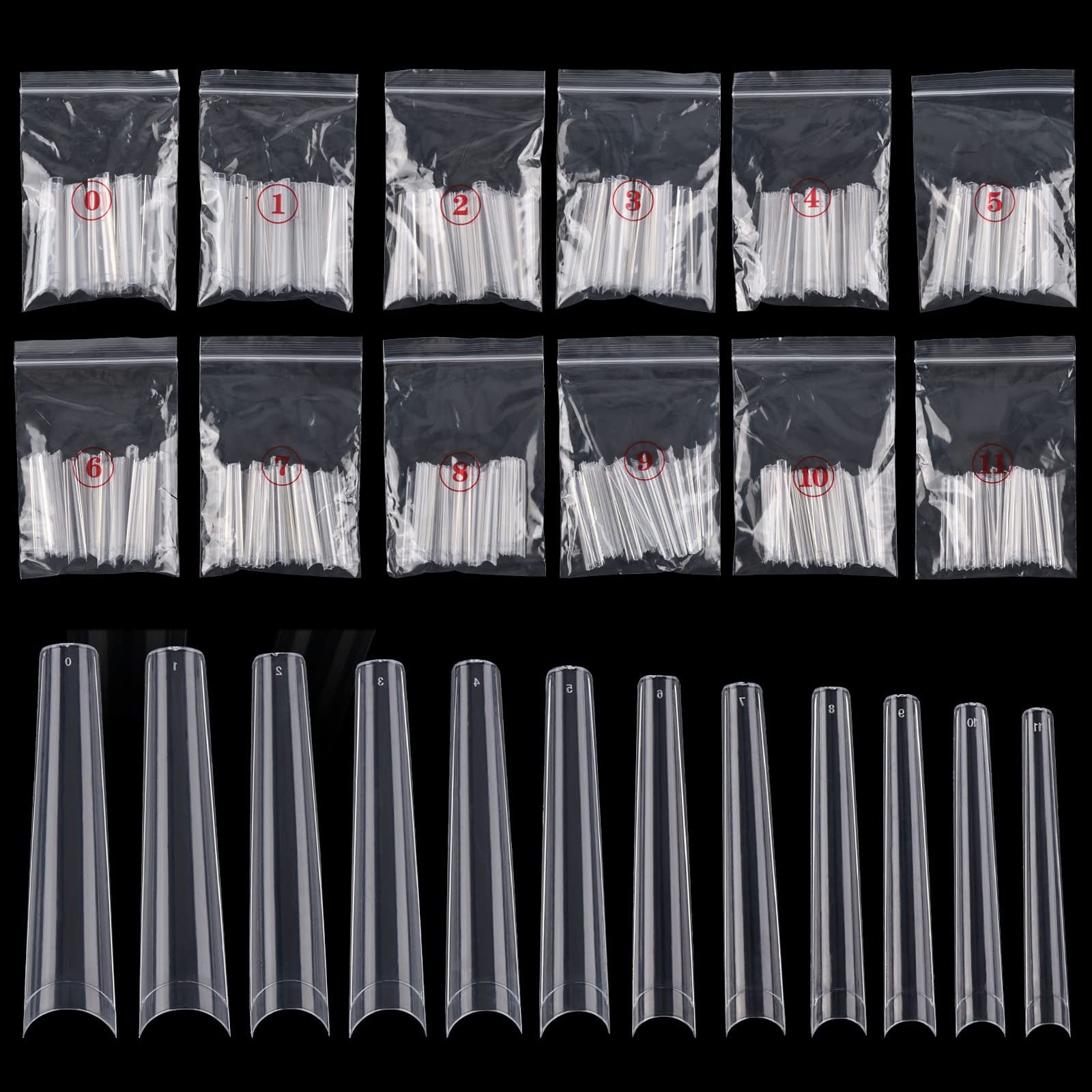 Ohlove 504Pcs Coffin Nail Tips Half Cover 3XL Extra Long Clear Nail Tips for …