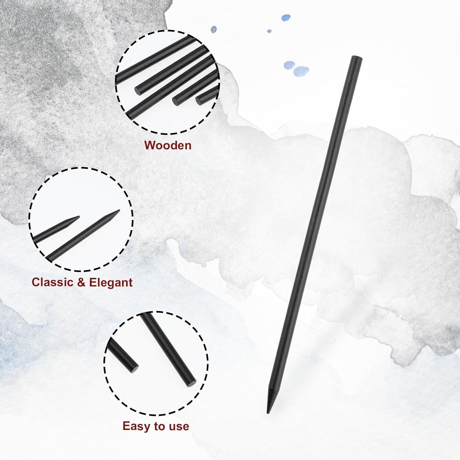 22 Pack Chopsticks for Hair Bun Chinese Sticks, Black Wood