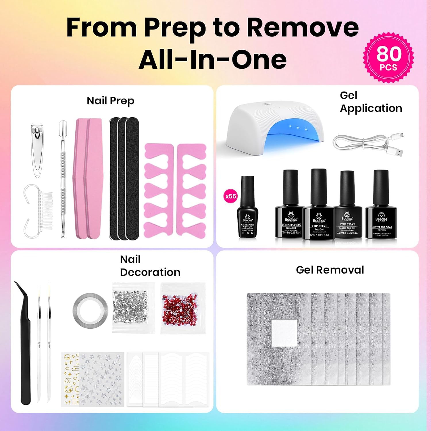 Gel Nail Tips Square Short, 320Pcs 16 Sizes(00-14), with Gel Nail Polish Kit wit