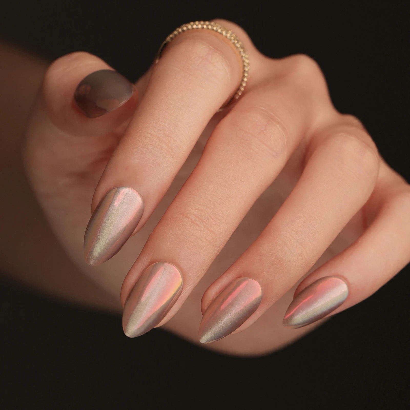 24pcs Red Aurora Gradient Almond Press On Nails