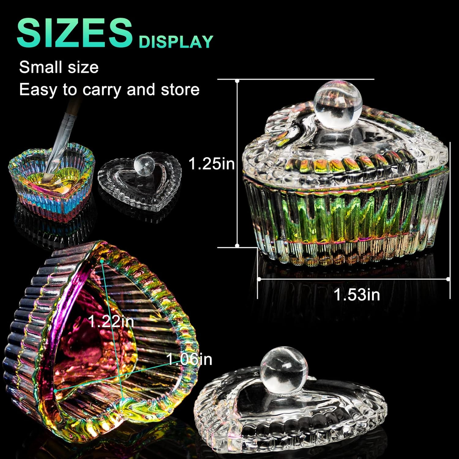 2PCS Glass Dappen Dishes with Lids for Acrylic Nail Liquid, Powder | Glass Cryst