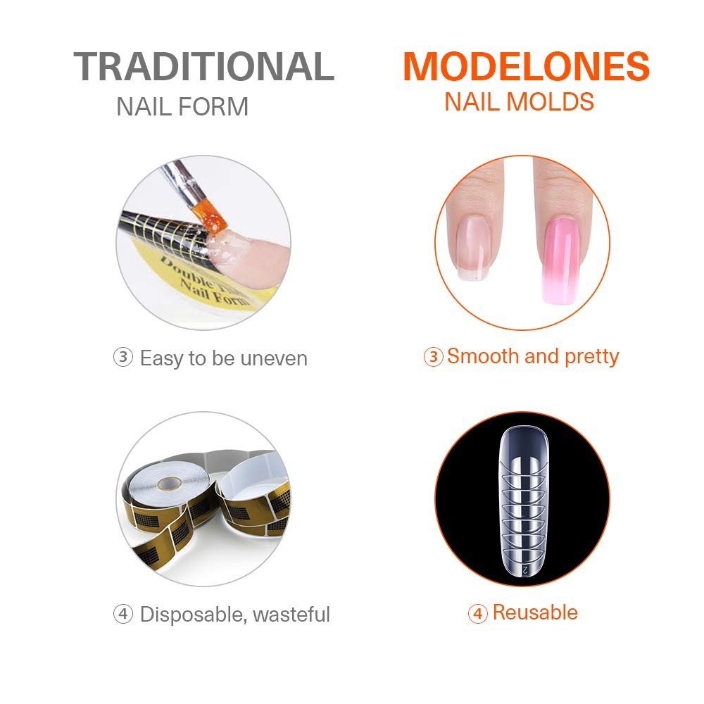 Professional Dual Nail Forms Set – 120 Clear Ballerina Tips for Easy Extension