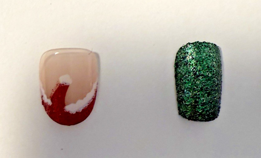 Christmas Nail Art Bundle – 2 Sets Press-On Nails, Holiday Stickers & Nail Charm