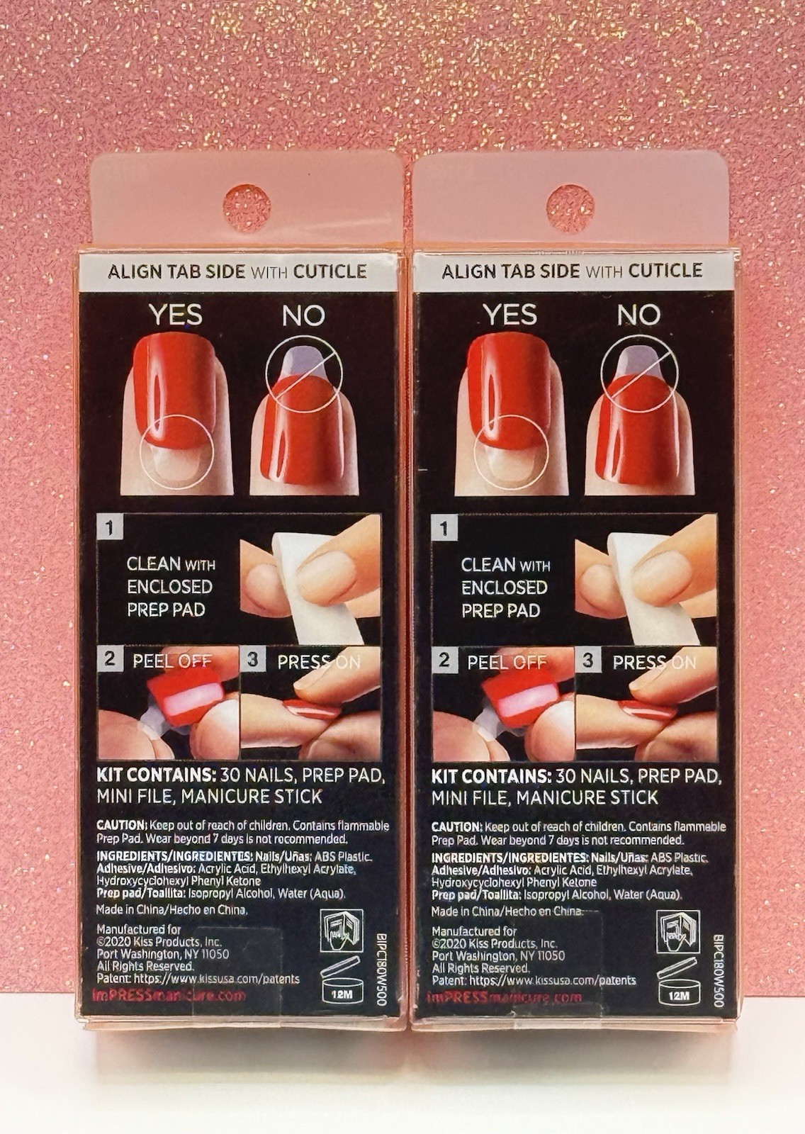 Kiss imPRESS Rebecca Minkoff Press-On Nails Medium Orange Bling 81162 Lot Of 2