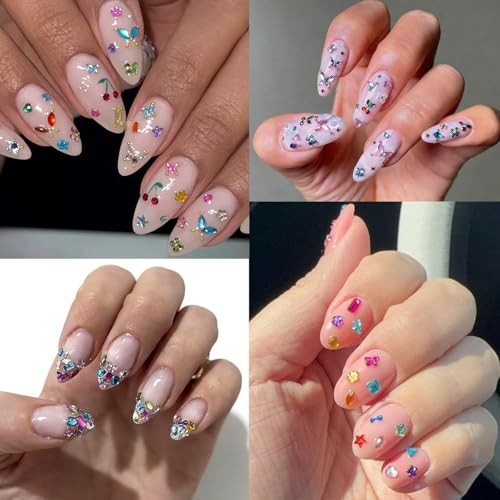 3D Mini Nail Charms Set, Multi-Shape Colorful Tiny Nail Gems & Mini