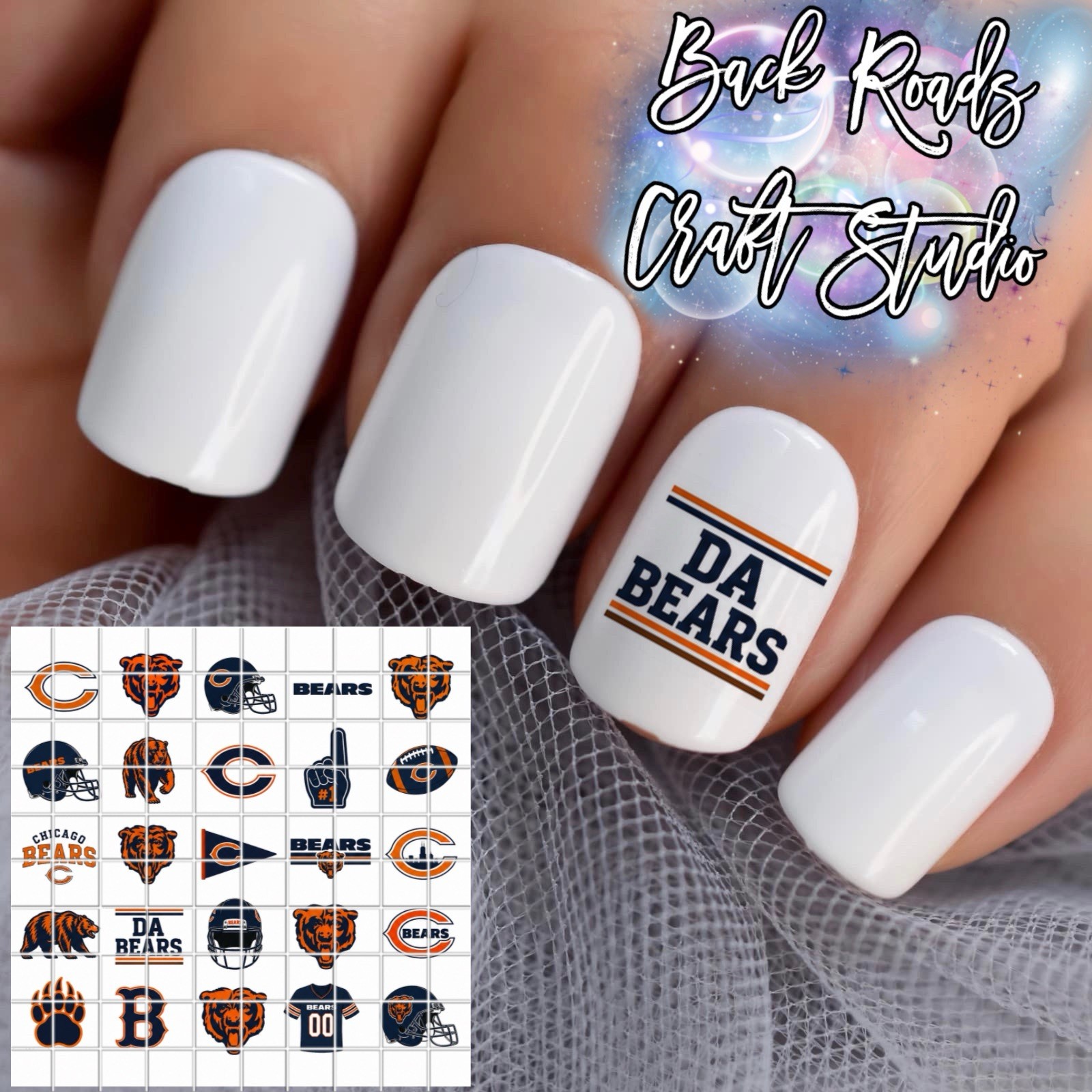 Chicago Bears NBA Waterslide Nail Decals Set Of 50 Instructions Bonus JM