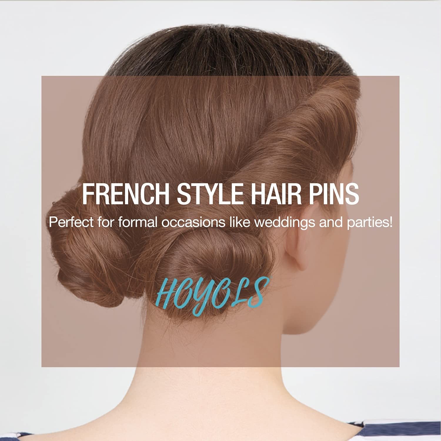 Hoyols 12 Pcs French Hair Pins for Women, 3.5 Inch Small U Shaped Black