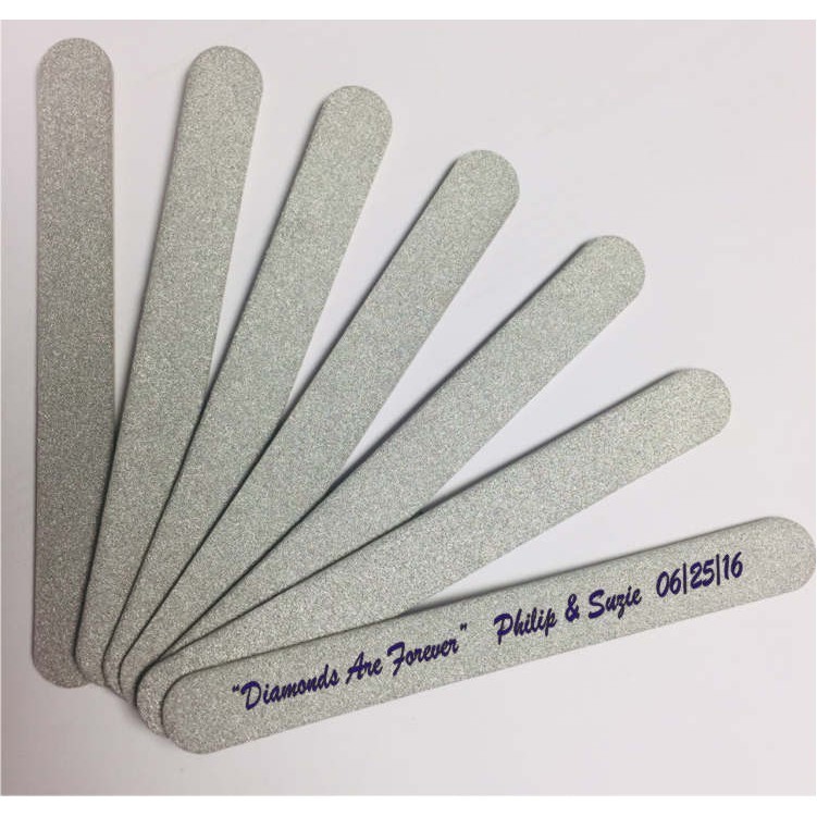 600 Custom imprinted in 1 color – Emery Boards Wooden 4.6″X.5″ 150/240 Grit