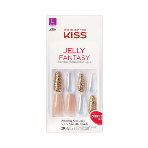 KISS USA Jelly Fantasy Translucent Nails, Jelly Rolls, Long, 28 Nails