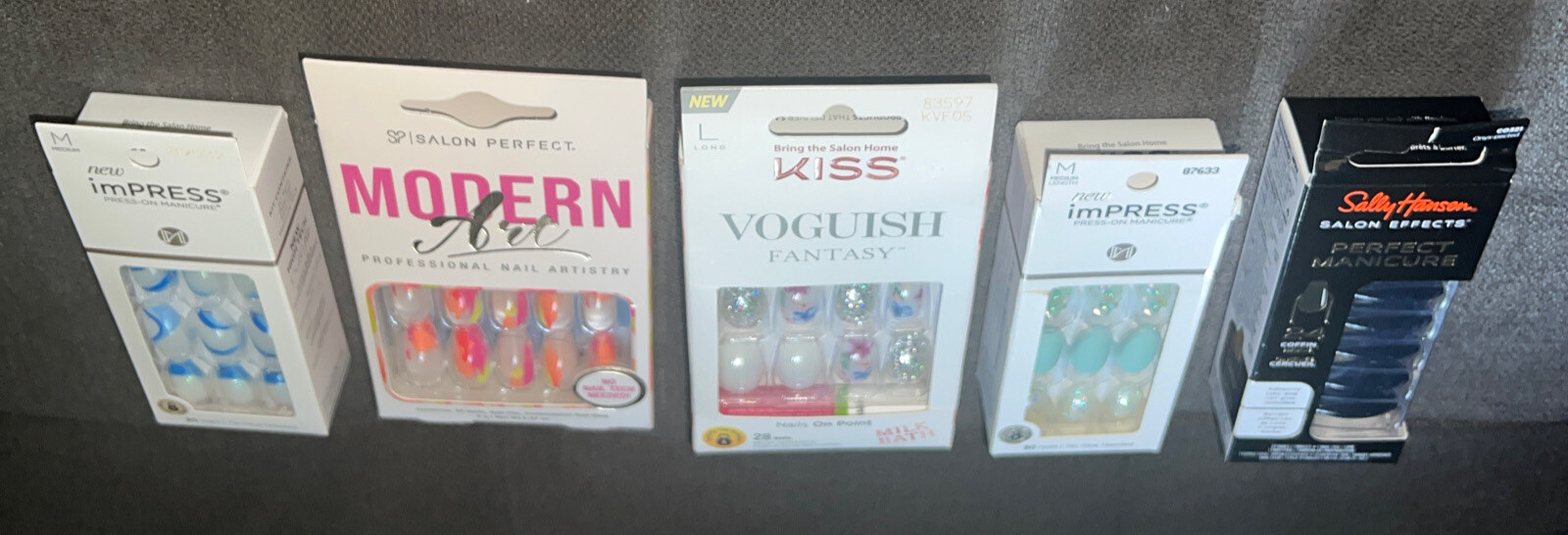 KISS SALON💅Mixed Lot 5-Pks Nail Sets:Modern Art, Voguish Fantasy,imPress & More