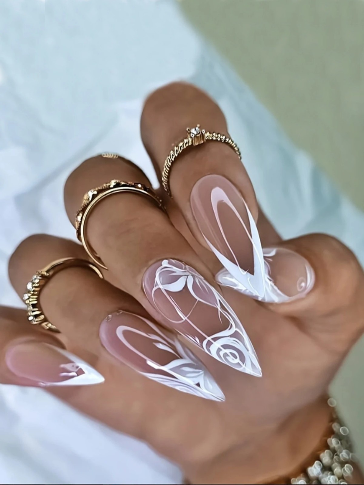 24 Pcs Oval Short Press On Nails Gradient Glossy Mixed Colors False Nail Set