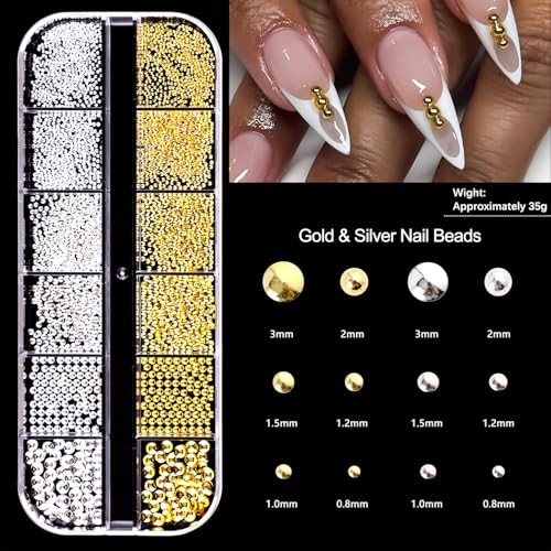 3D Nail Charms Gold & Silver Heart Star S-274-03+ZSHZ-982+G-167 white+tweezers