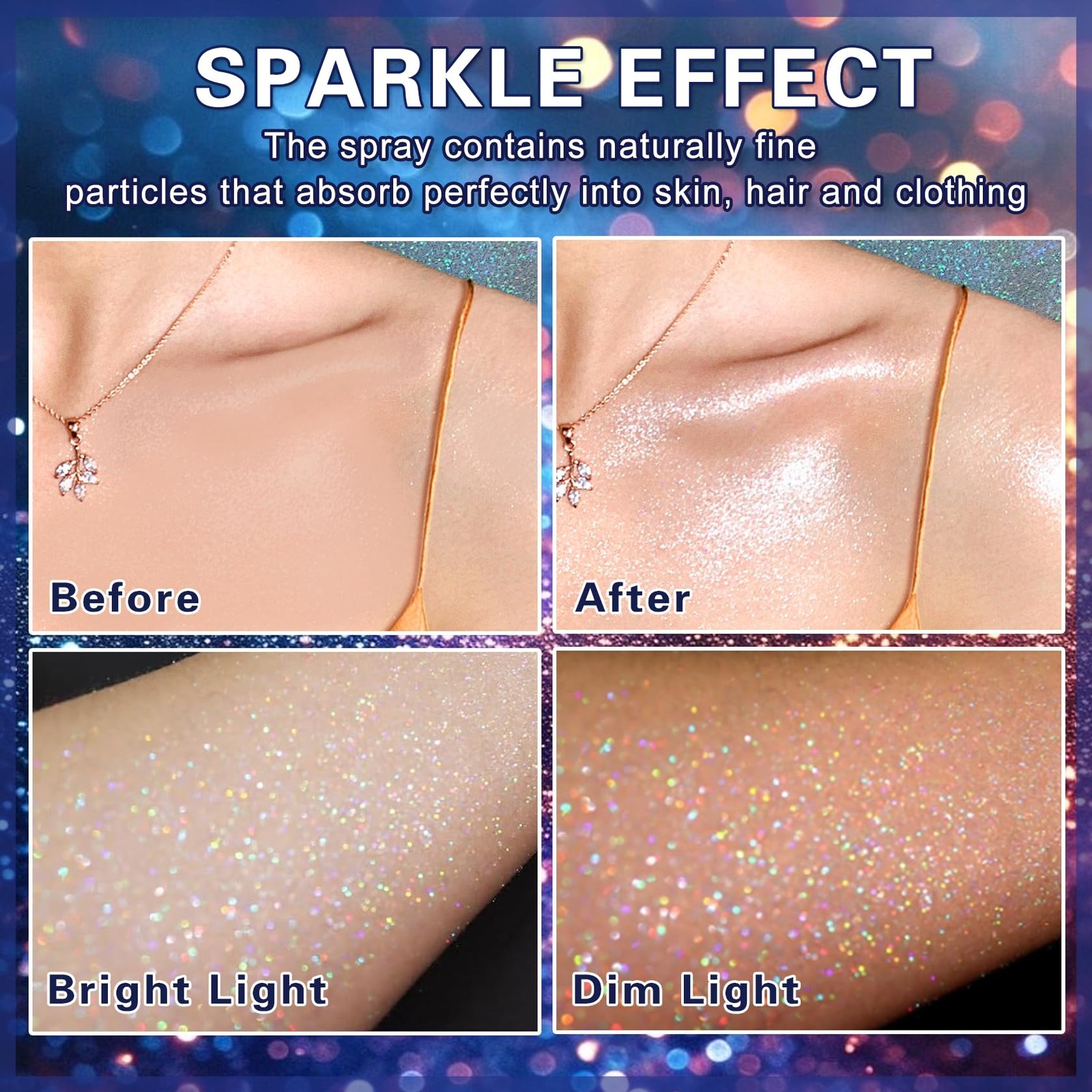 Pink Body Glitter Spray, Shiny Hair and Body Glitter Spray for Clothes, Holog…