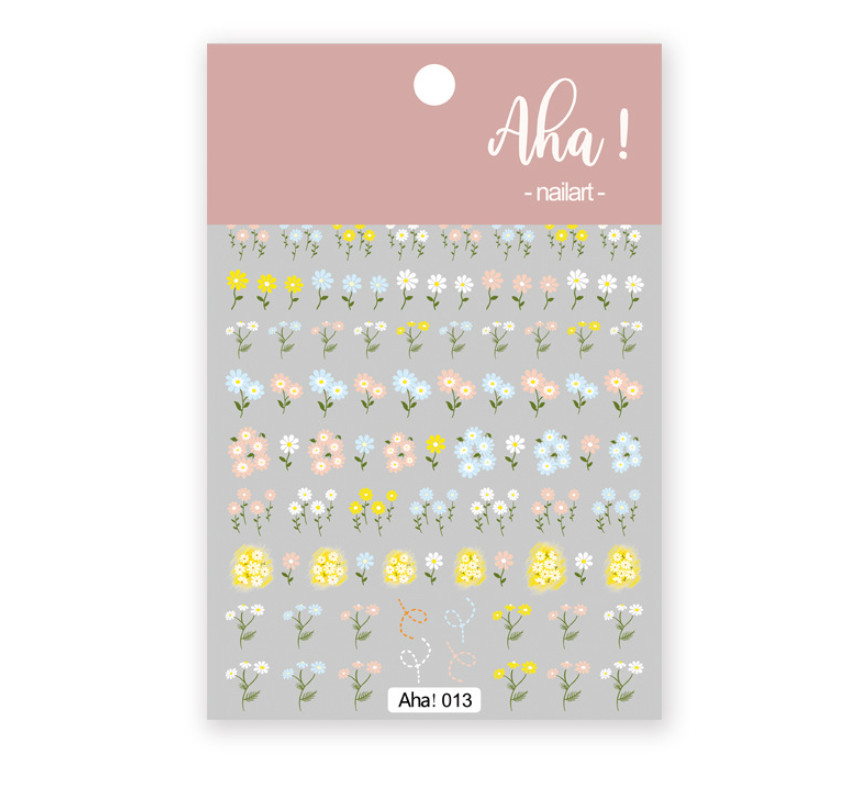 Flower daisy Pink Blue Yellow White 3D Engraved Nail Art Stickers NH20