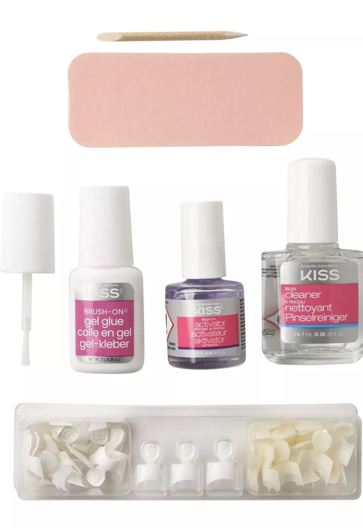 KISS Brush-On Gel Nail Kit Gel -French-Nude French & DIY Color Looks DAMAGED BOX