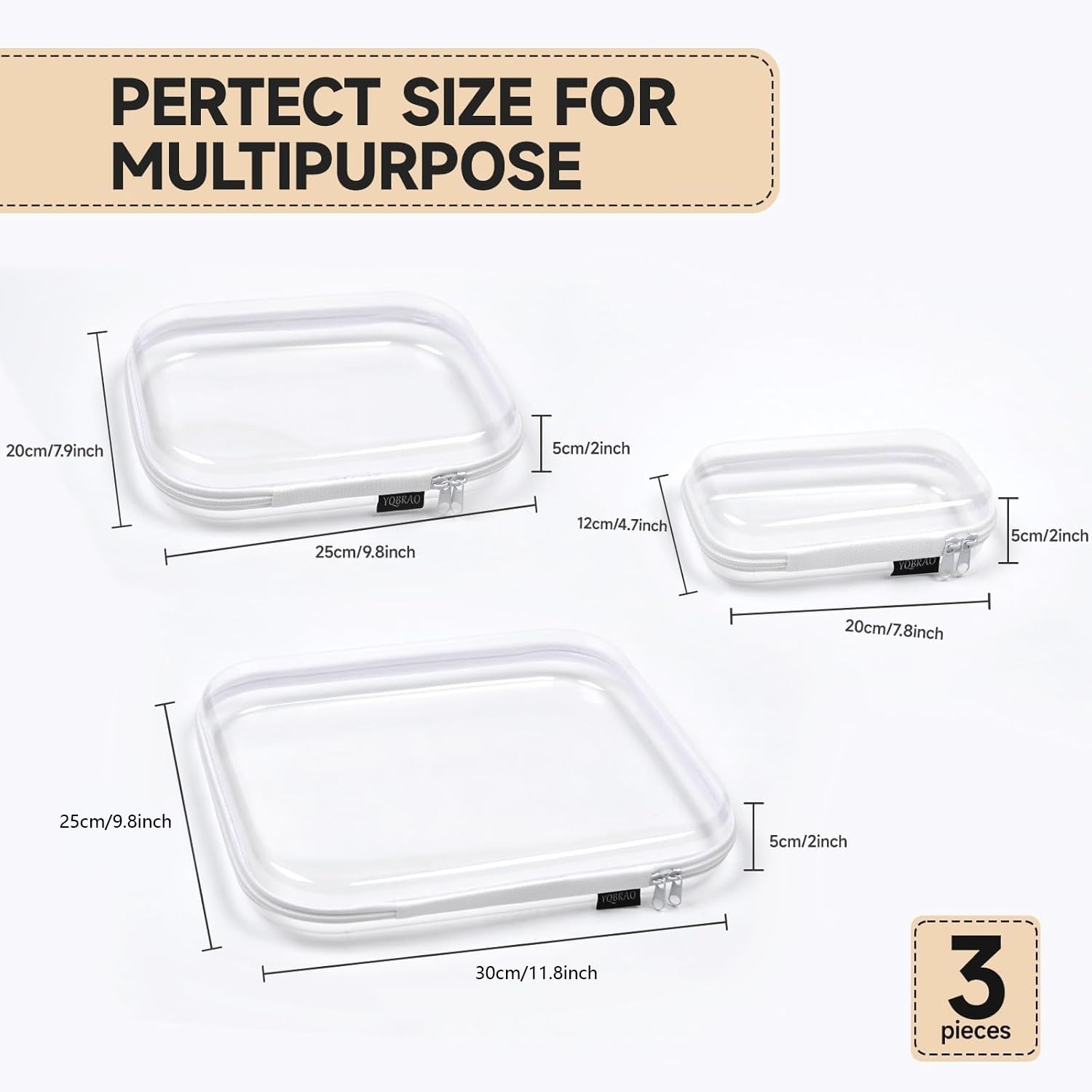 YQBRAO Hard Sided Clear Zipper Case for Storage- Professional-Grade Plastic C…