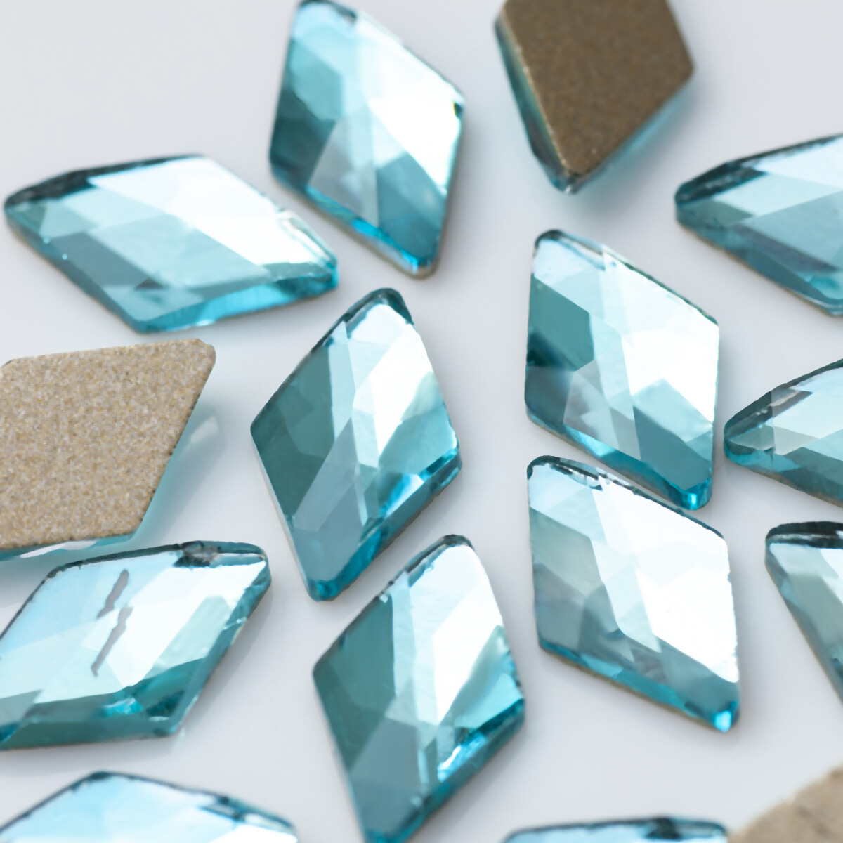 Rhombus 6x10mm Colorful Nail Art Rhinestones Non Hotfix Flat Back Glass Beads