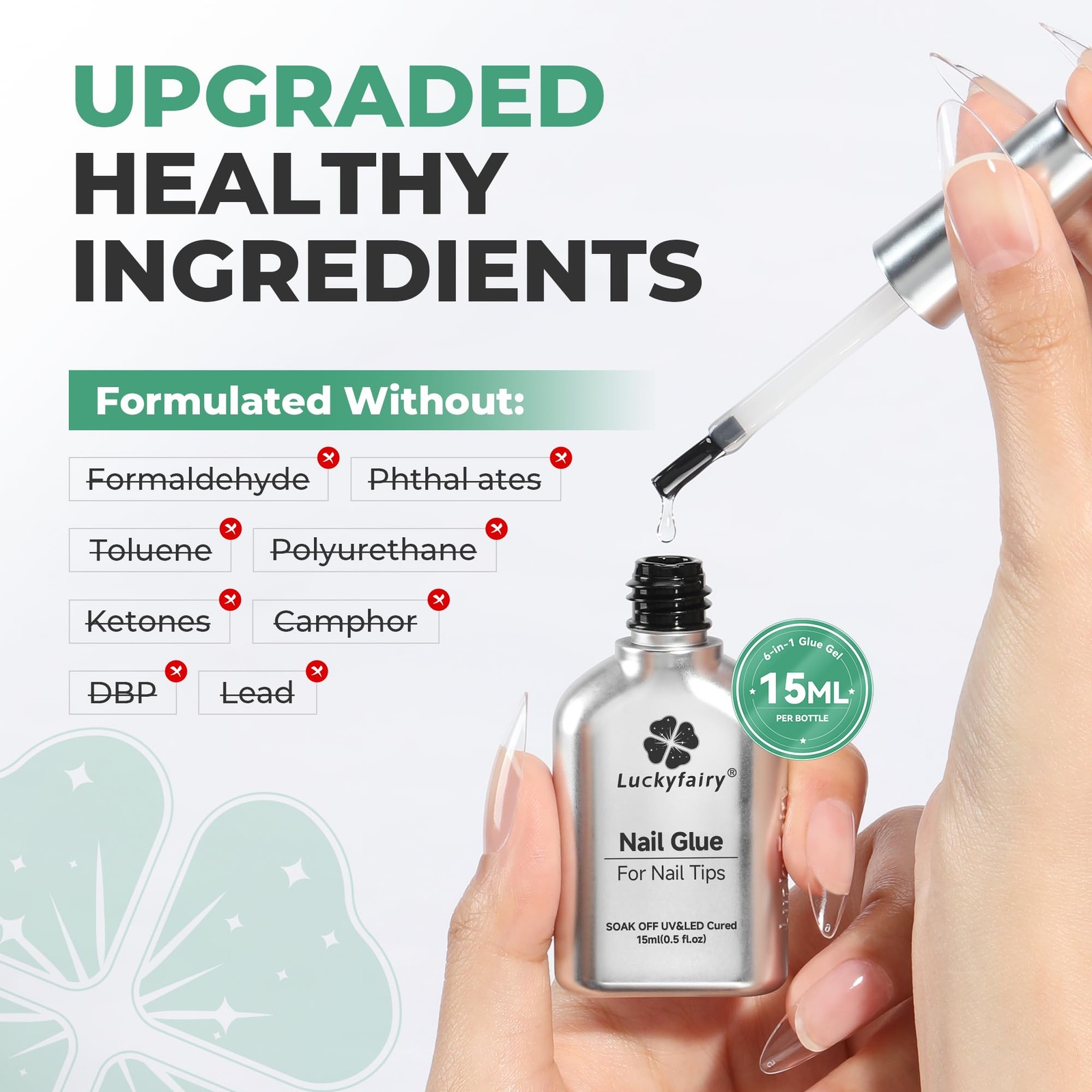 6 in 1 Gel Nail Glue Kit: Super Strong Nail Glue Gel 2Pcs 15ml for Press On N…