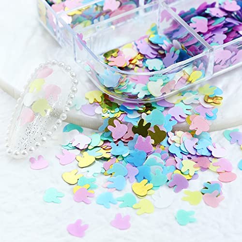 Rabbit Nail Art Glitter Sequins 12 Grids Nail Sequins 3D Rabbit Flakes