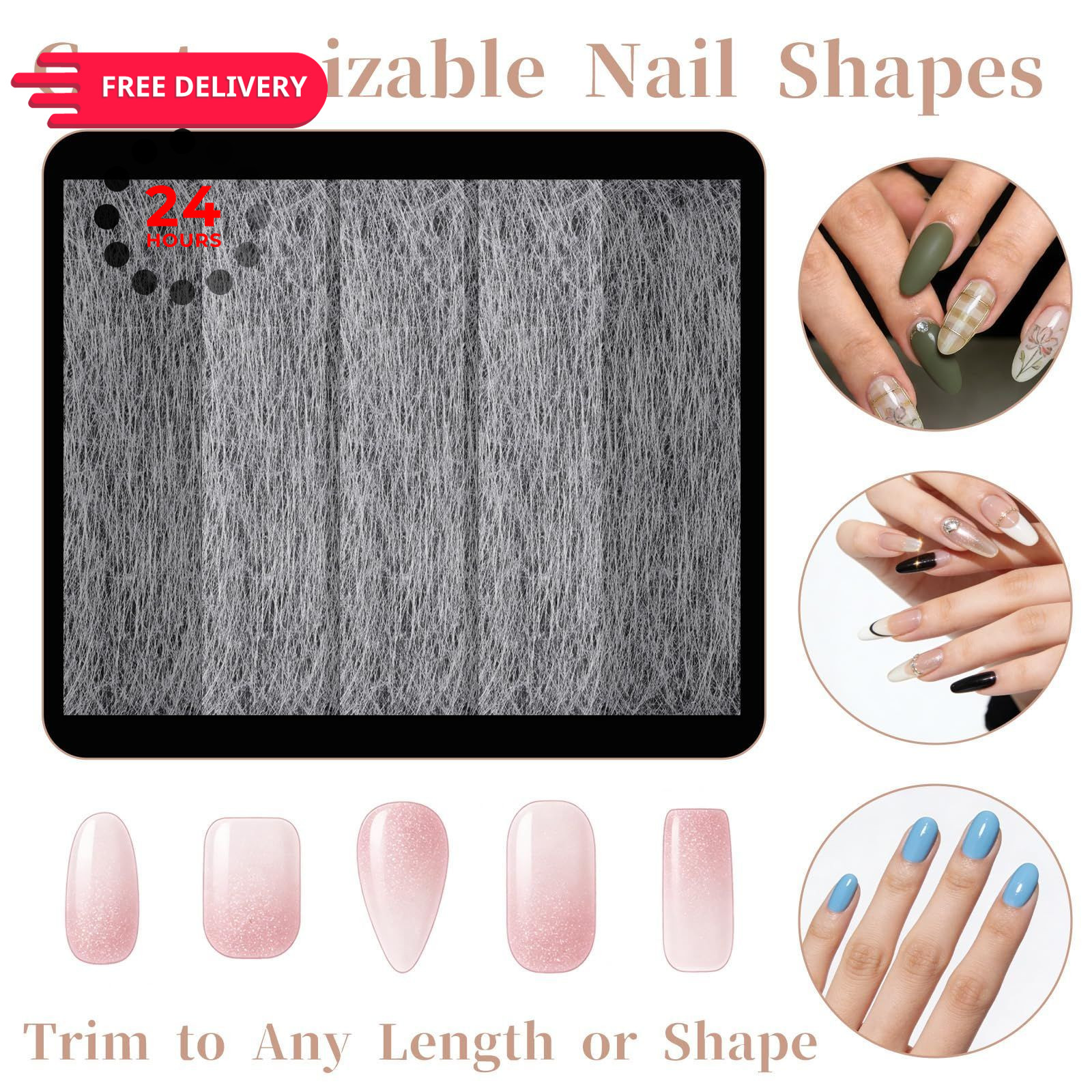 YBEATY 151 PCS Silk Nail Extension Wrap Kit 3.15 × 1.57 × 0.04 Inch, White