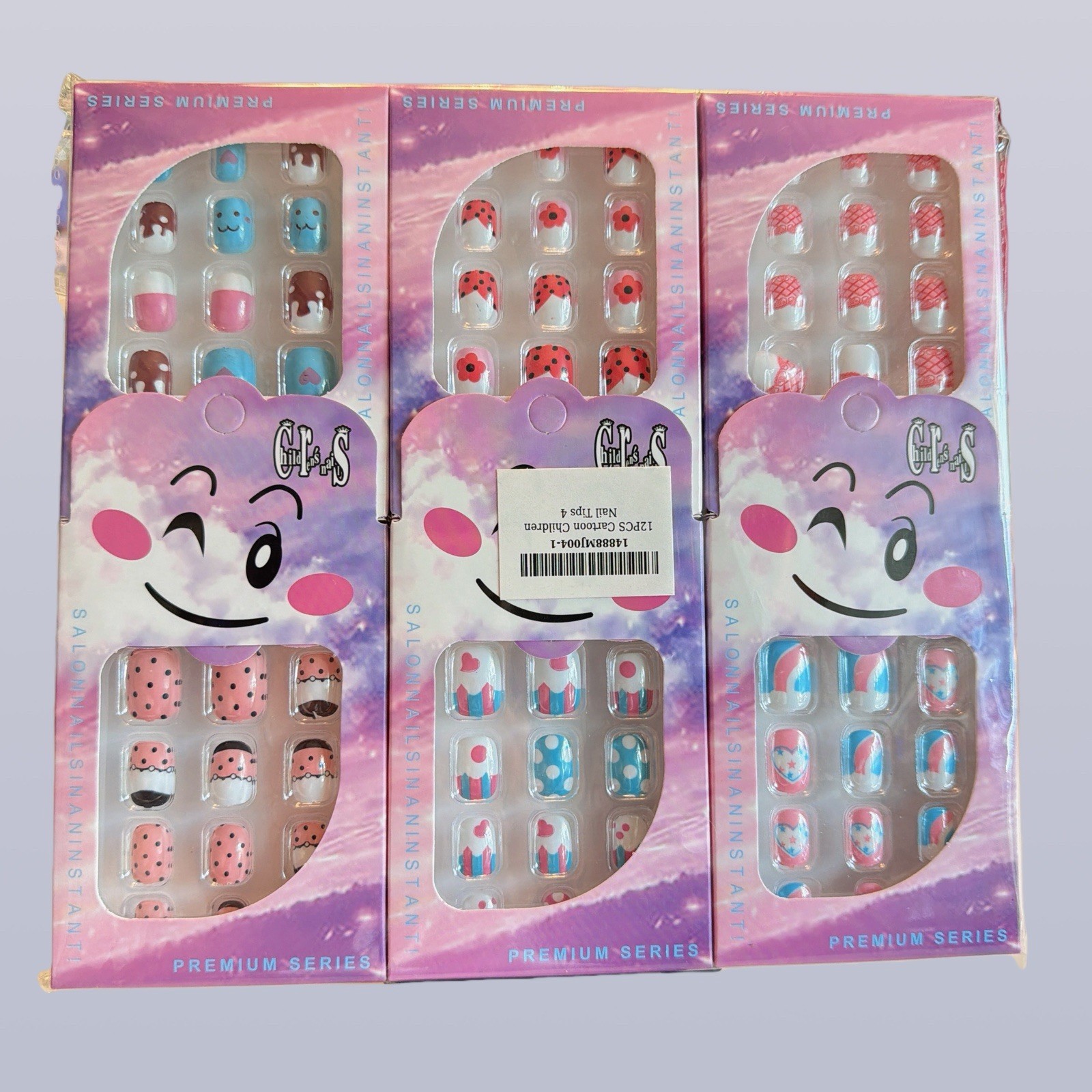 GFS 12PCS Press On Nails Pre-Designed Multicolor Shiny Short Square Floral