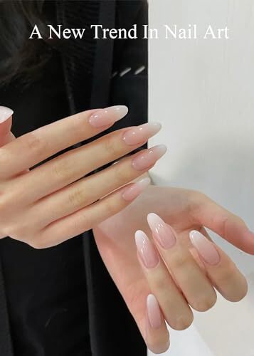 Semi Cured Gel Nail Strips (Milky White)-20 PCS Gradient Clear White Gel Nail