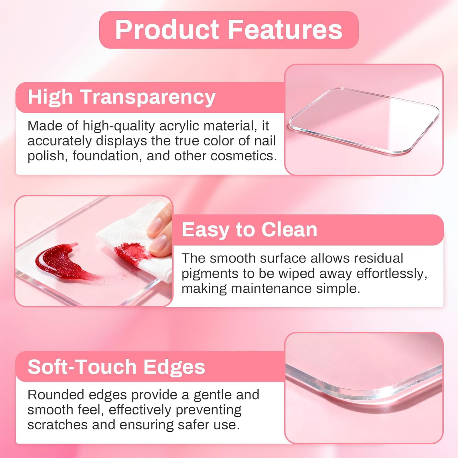 Acrylic Transparent Gel Nail Polish Mixing Plate Palette for Gel Polish Nail