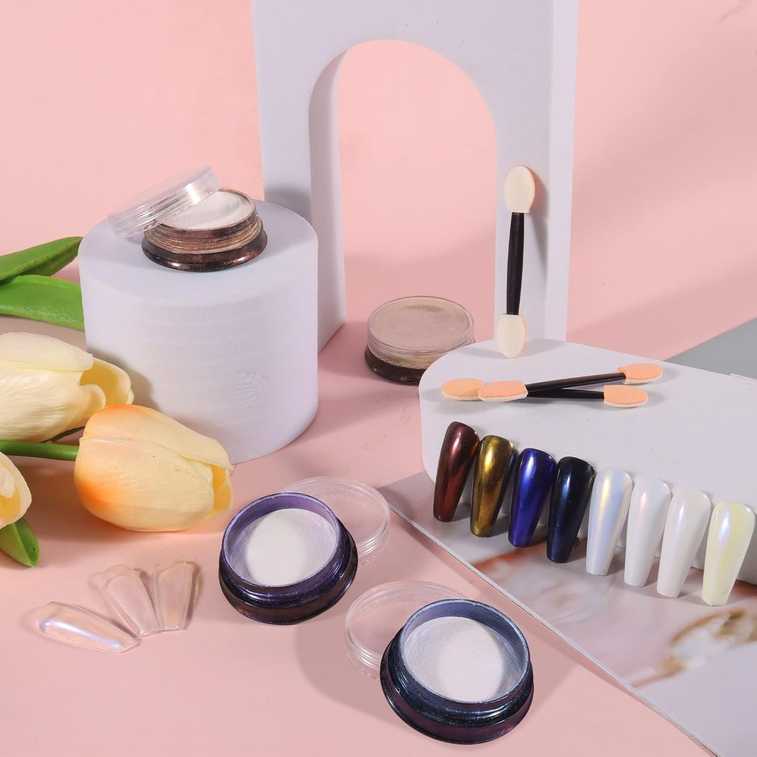 Chrome Nail Art Powder Set – 4 Colors with Mirror Finish for Elegant Designs
