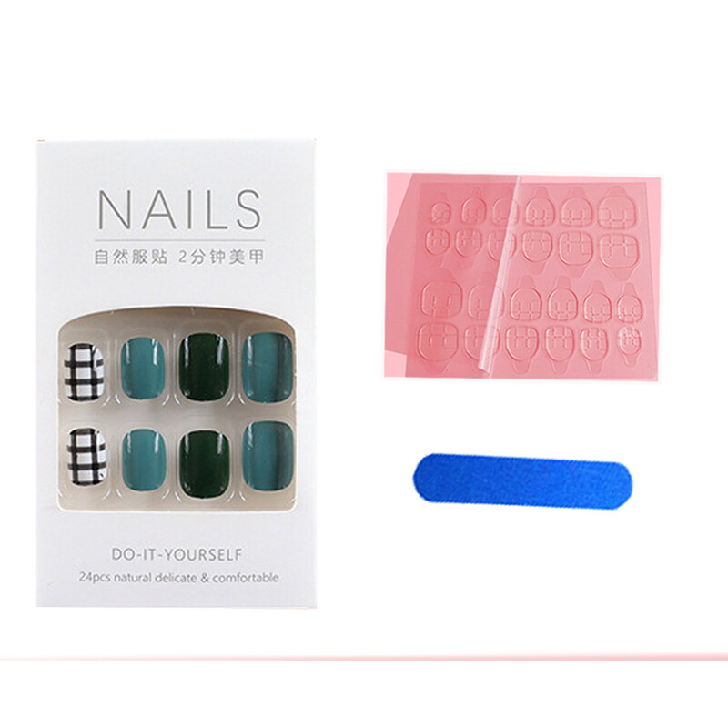 Wearable Fake Nails Bling 24Pcs Designs Medium Long Coffin Decor False Nails