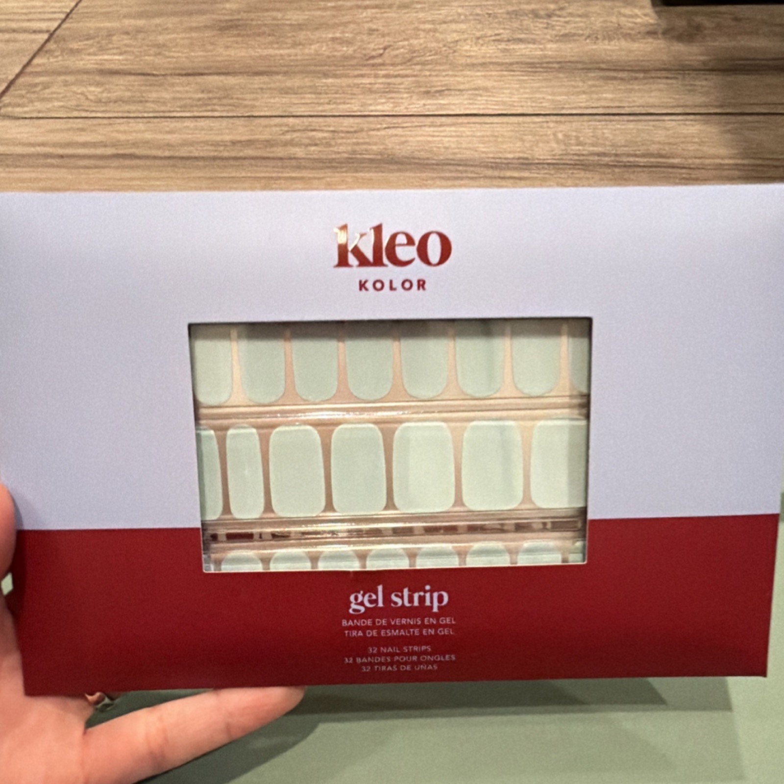 Kleo Kolor Gel Strip Nails Green Glossy Self-Adhesive Short Square GMC10
