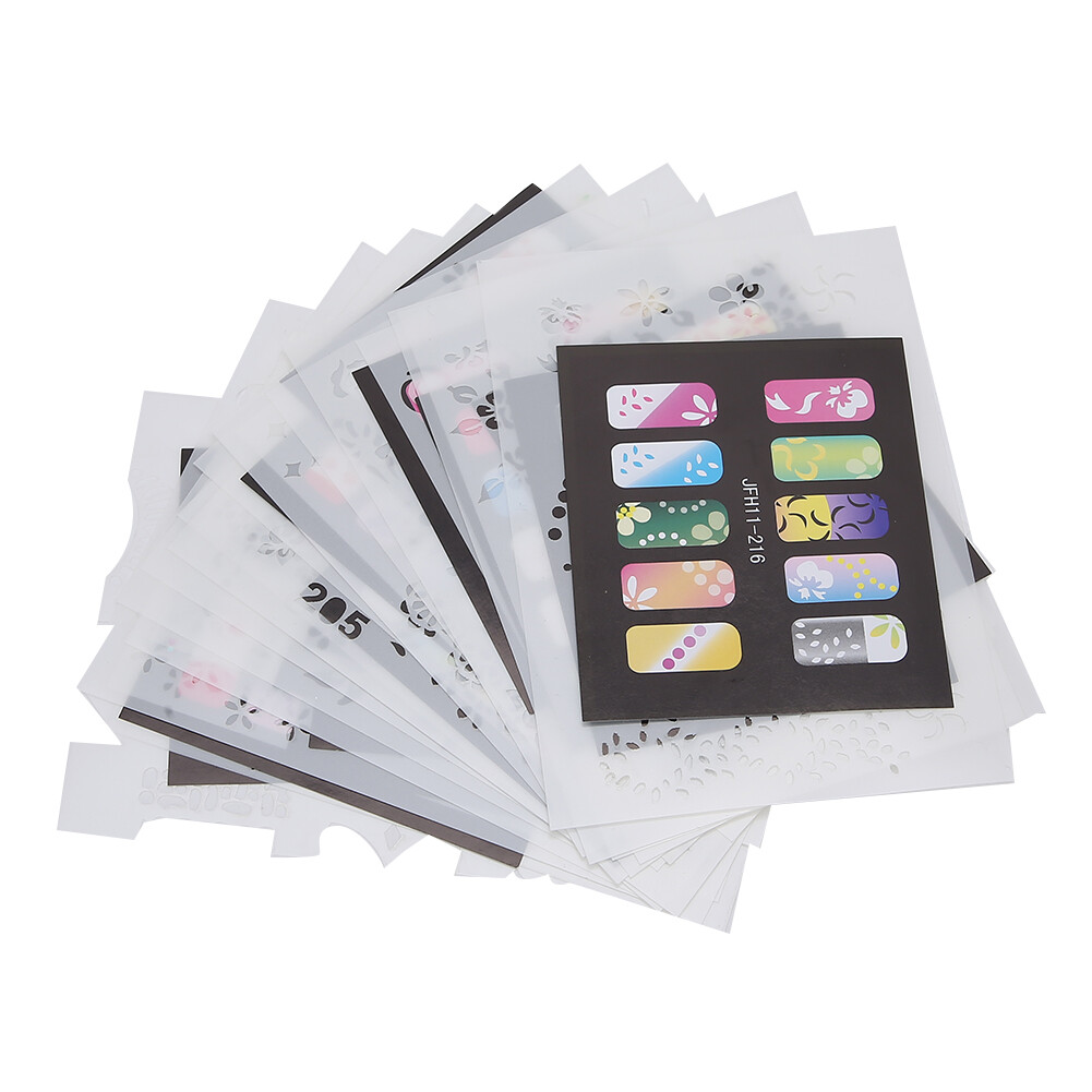 20pcs Nail Art Printing Template Stencil Reusable Nail Sticker DIY Manicure HPT