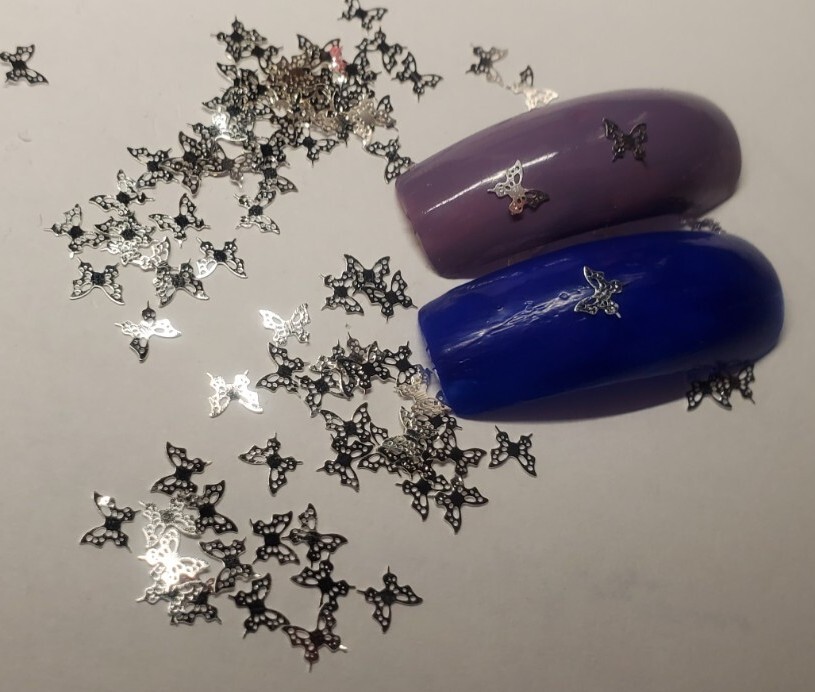 20pc Tiny metal butterfly nail charms, small crafts, bendable to shape
