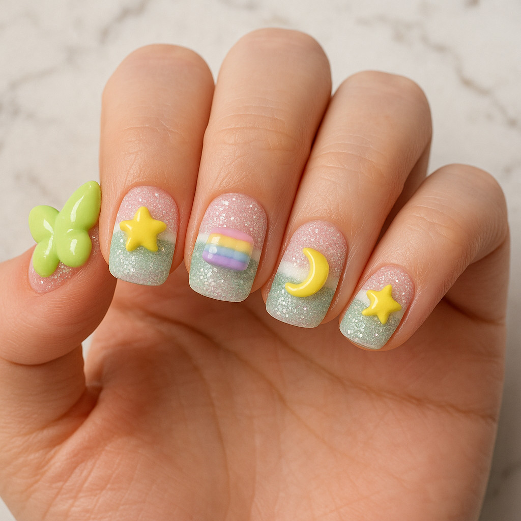 GREEN & PURPLE COLLECTION PRESS ON NAILS
