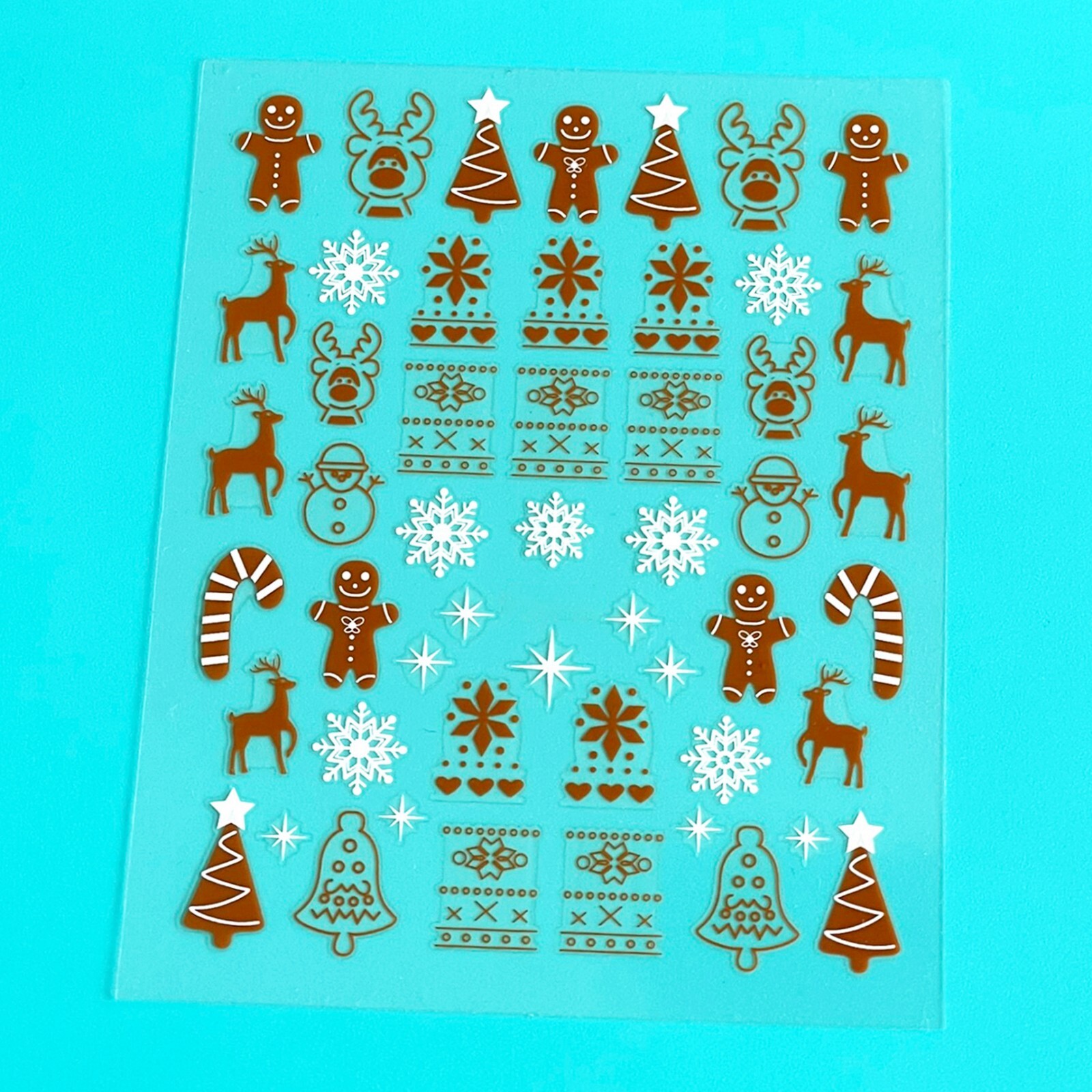 Christmas Nail Sticker Gingerbread Snowflake Raindeer Candy Cane Tree Snowman