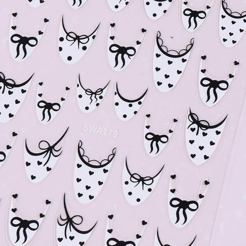 Valentine’s Day Nail Art Stickers Cute Bow French Tip 3D valentines desgins1