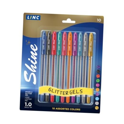 Shine glitter gel pen 10 pk – Assorted 10 Count (Pack of 1) Multi-Color